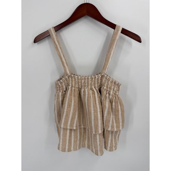 Tularosa Breanne Tiered Tank Convertible Straps Linen Blend Stripe Size Large - Picture 3 of 10